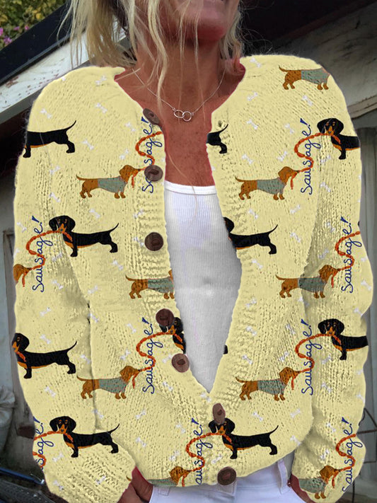 Women's Animal Print Cardigan-Style Knit Jacket