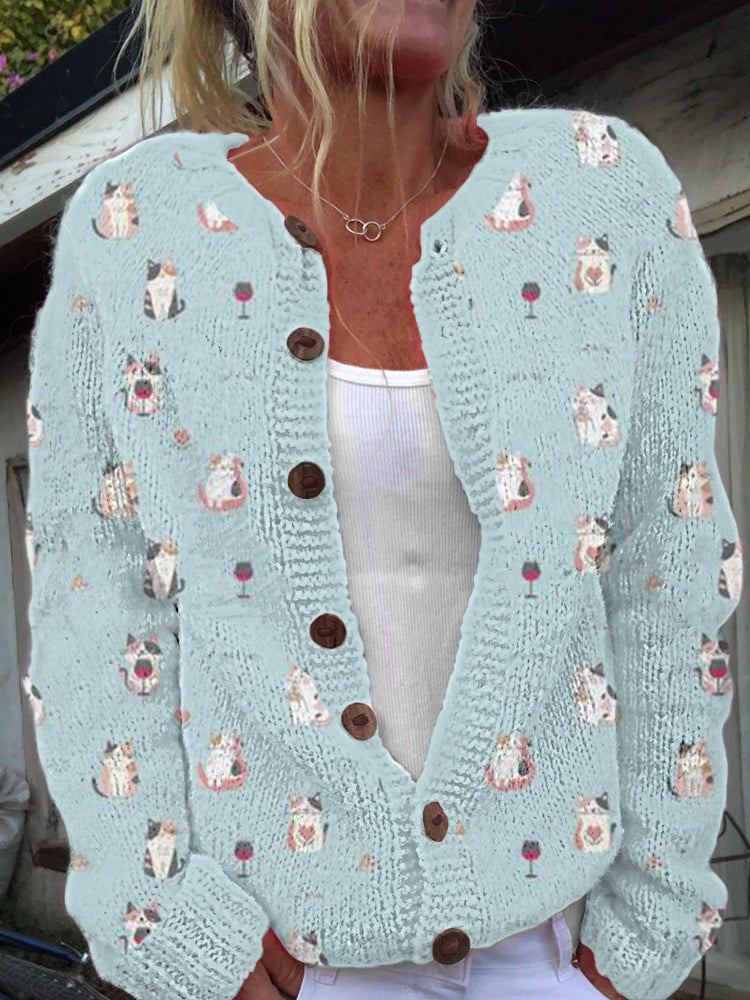 Women's Animal Print Cardigan-Style Knit Jacket