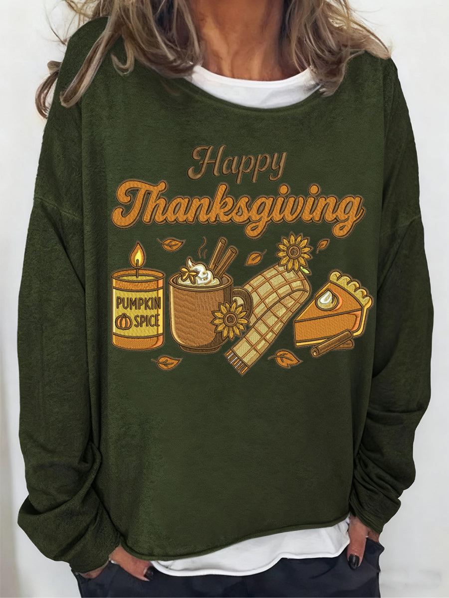 Women's Thanksgiving Art Casual Long-Sleeve T-Shirt
