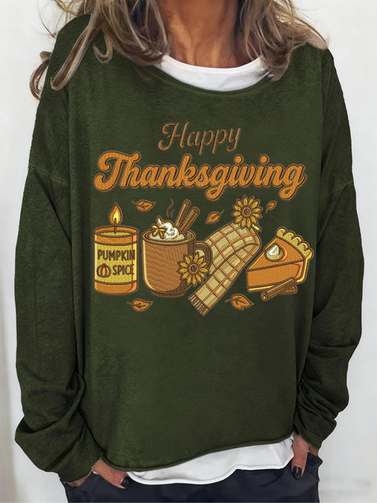 Women's Thanksgiving Art Casual Long-Sleeve T-Shirt