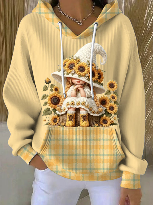 Women's Thanksgiving Charming Patchwork Hooded Sweatshirt