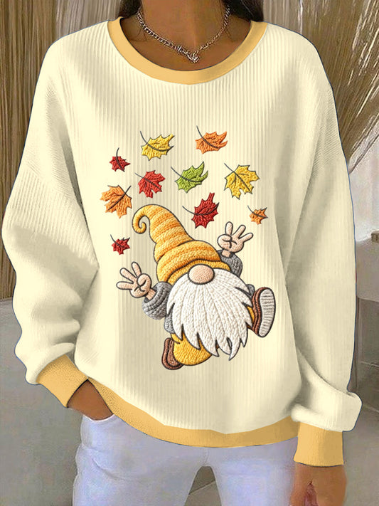Women's Yellow Santa Loose-Fit Crewneck Pullover