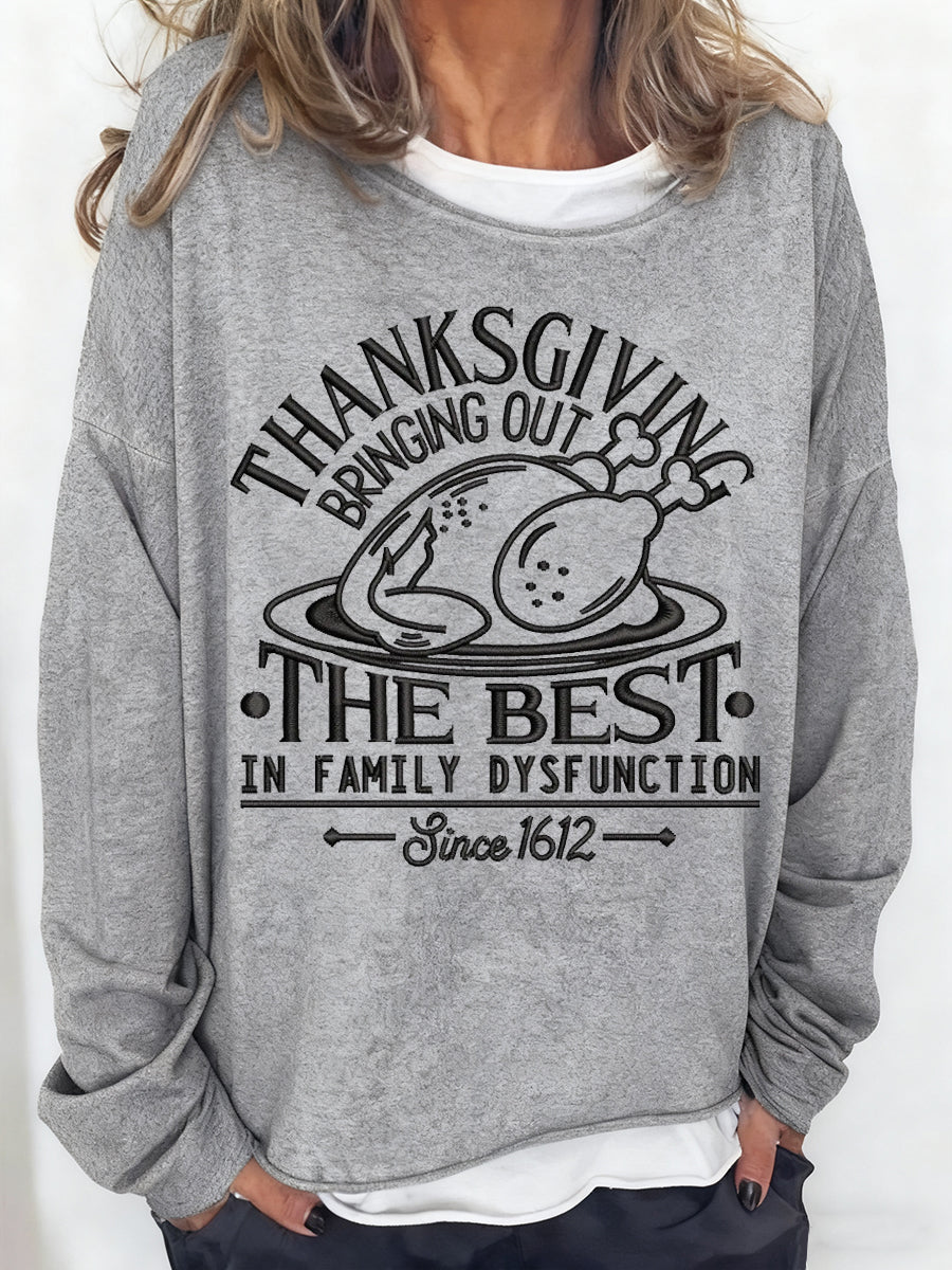 Women's Thanksgiving Art Casual Long-Sleeve T-Shirt