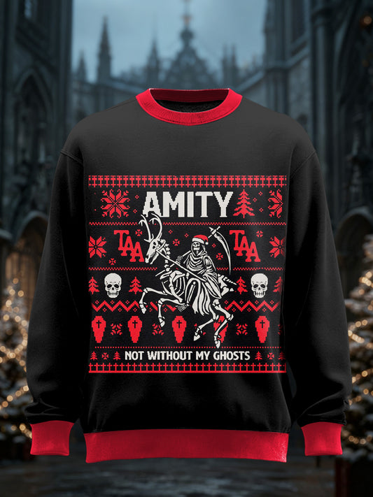 Men's Gothic Christmas Printed Round Neck Long Sleeved Sweatshirt