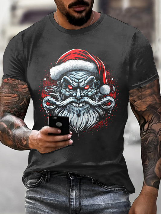 Gothic Santa Claus Printed Vintage Fashion Loose Short Sleeve T-Shirt