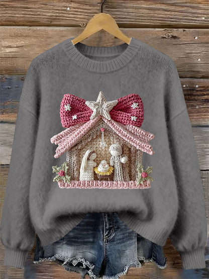 Women's Nativity Print Casual Sweatshirt
