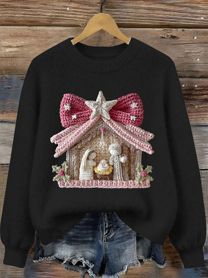 Women's Nativity Print Casual Sweatshirt