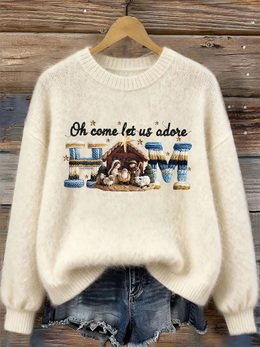 Women's Nativity Print Casual Sweatshirt