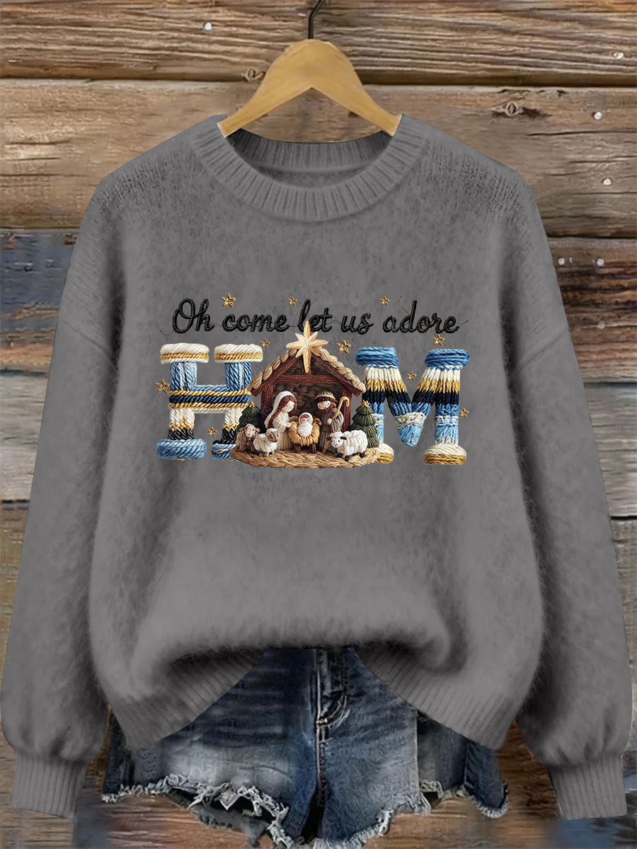 Women's Nativity Print Casual Sweatshirt