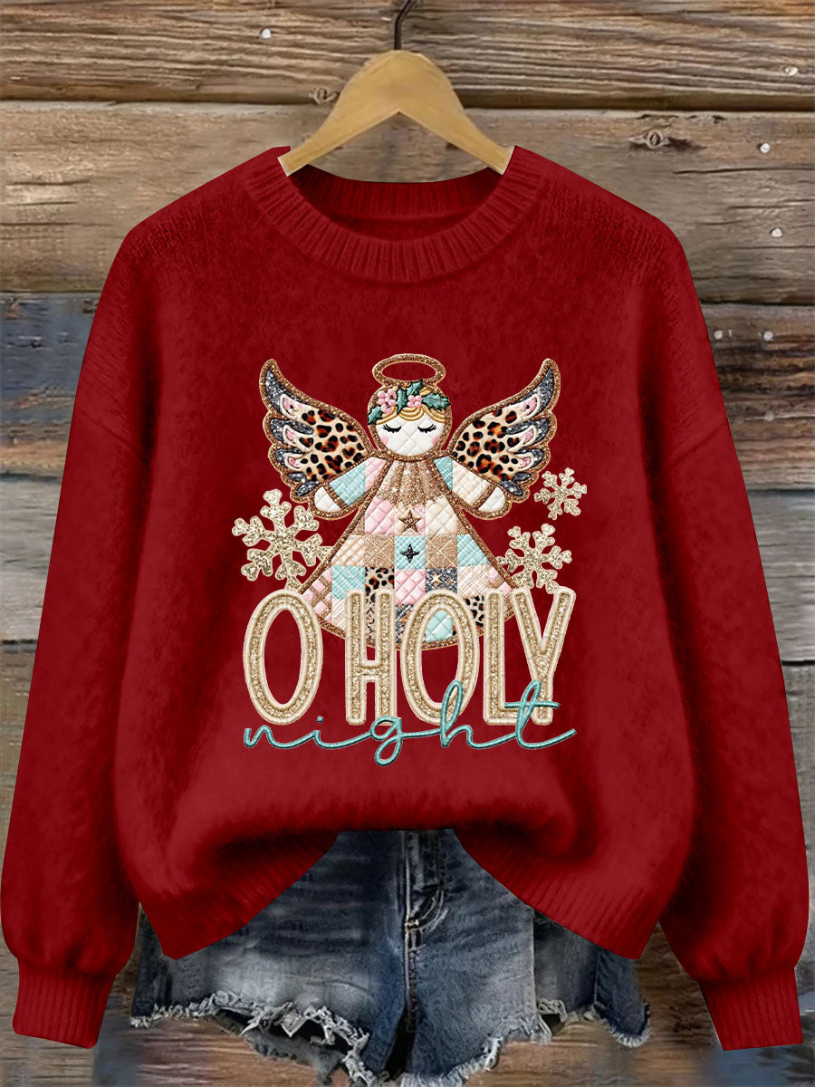 Women's O Holy Night Angel Print Casual Top