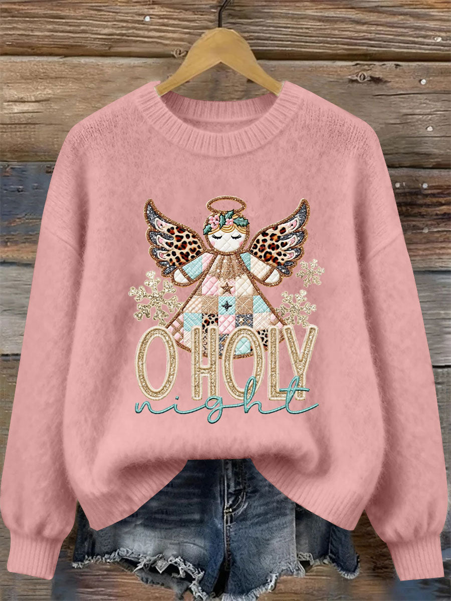 Women's O Holy Night Angel Print Casual Top