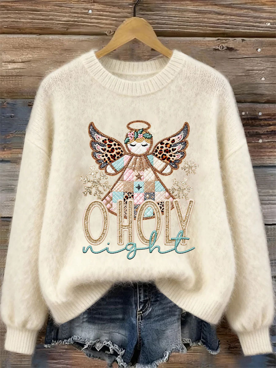 Women's O Holy Night Angel Print Casual Top