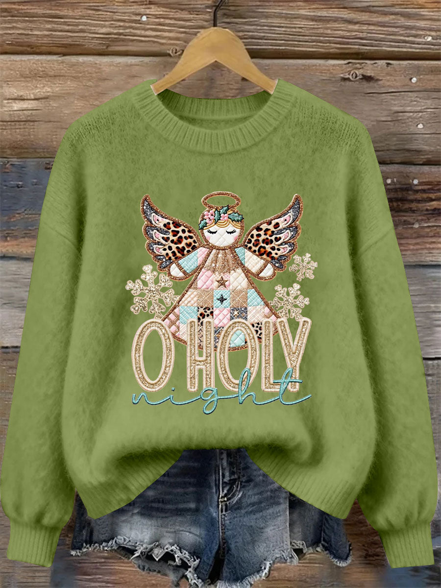 Women's O Holy Night Angel Print Casual Top