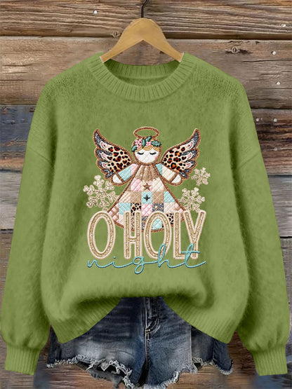 Women's O Holy Night Angel Print Casual Top