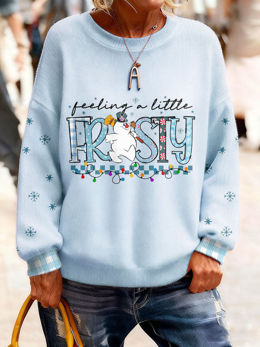 Women's Christmas Funny Snowman Winter Printed Tops