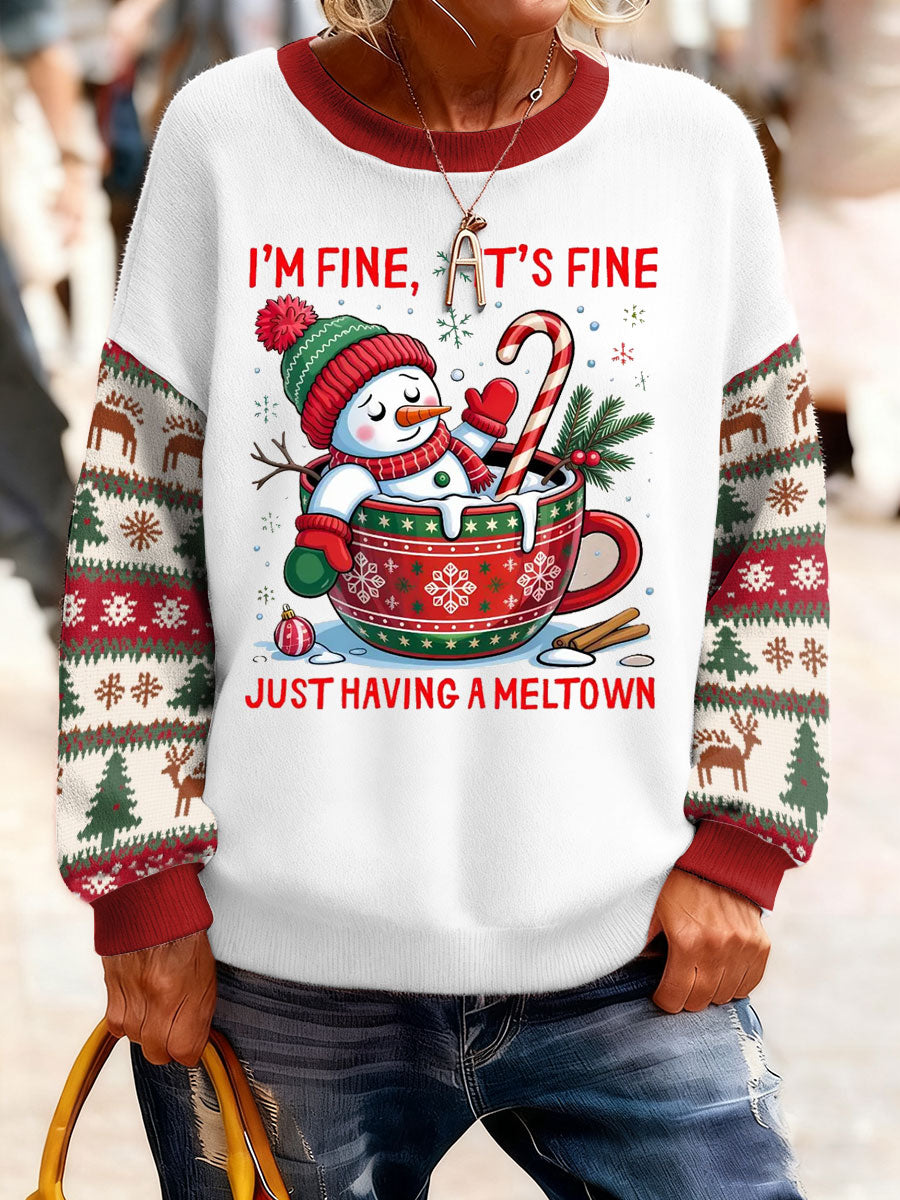 Women's Christmas Funny Snowman Winter Printed Tops