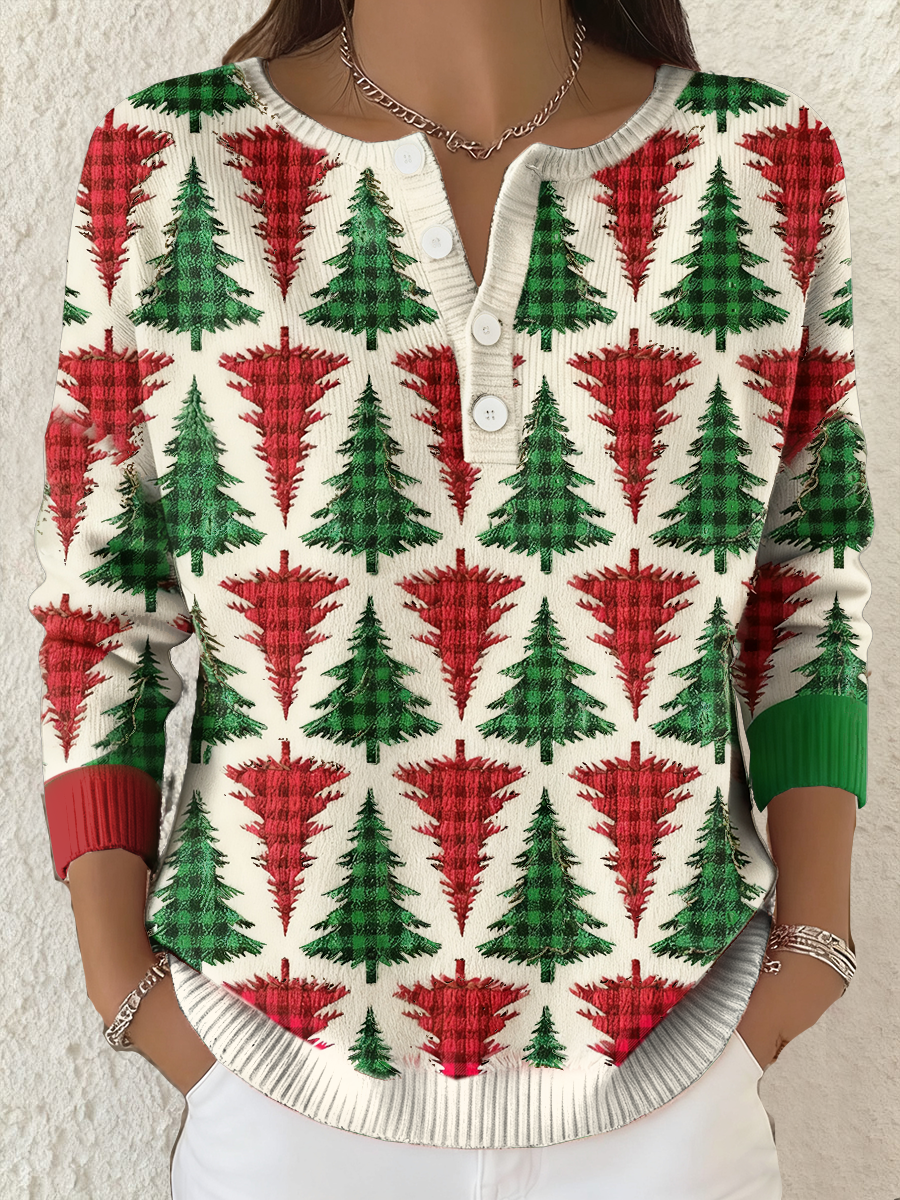 Women’s Christmas Funny Art Printed Tops Apricot / S