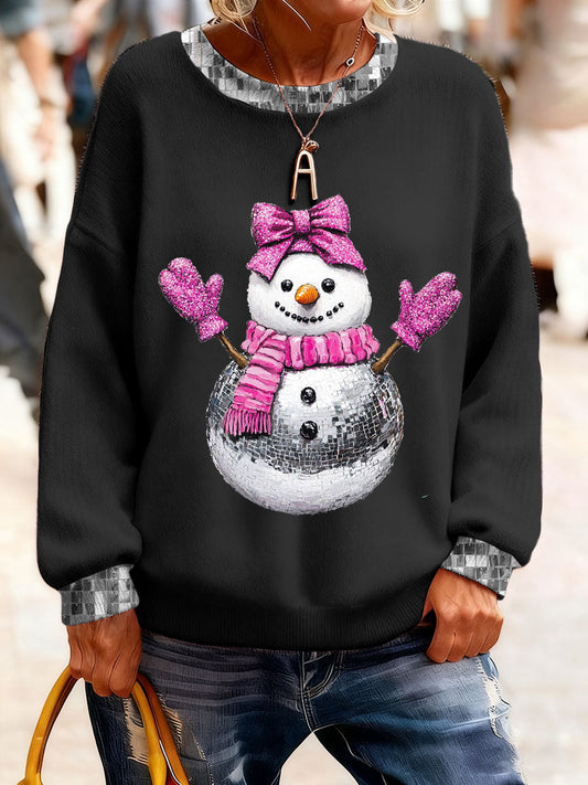 Women's Christmas Funny Snowman Winter Printed Tops
