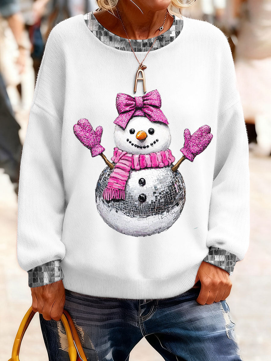Women's Christmas Funny Snowman Winter Printed Tops