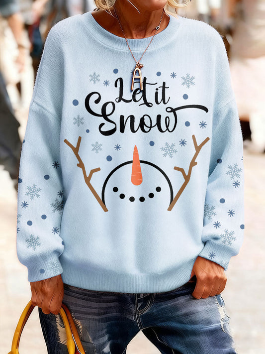 Women's Christmas Funny Snowman Winter Printed Tops