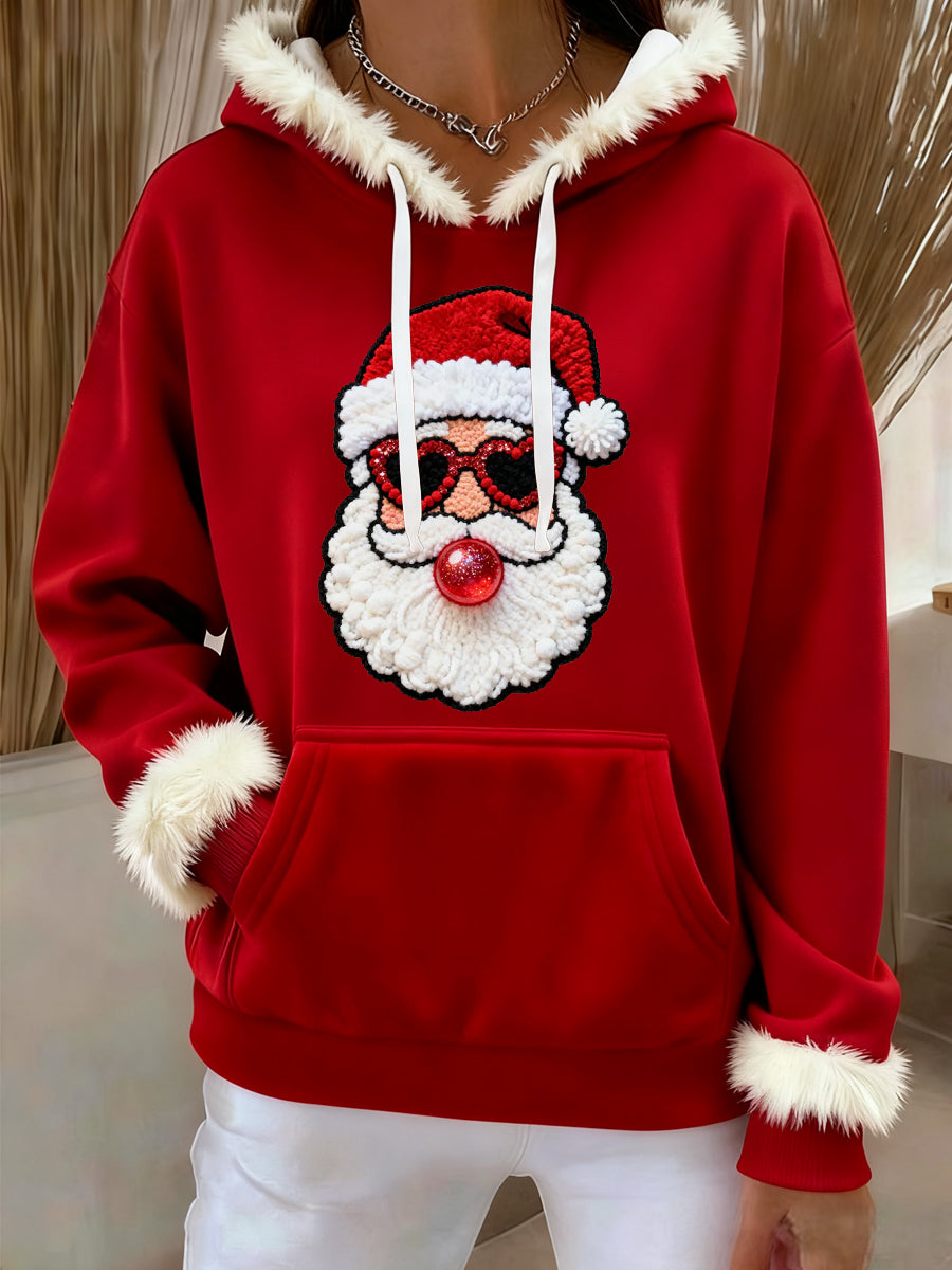Women's Christmas Santa Claus Print Hoodie