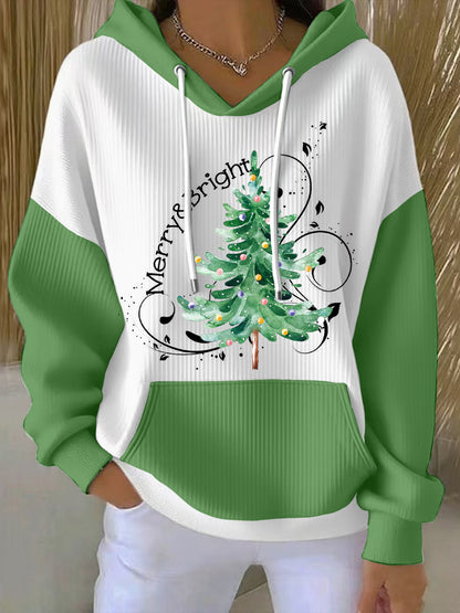 Women's Christmas Tree Print Casual Hoodie