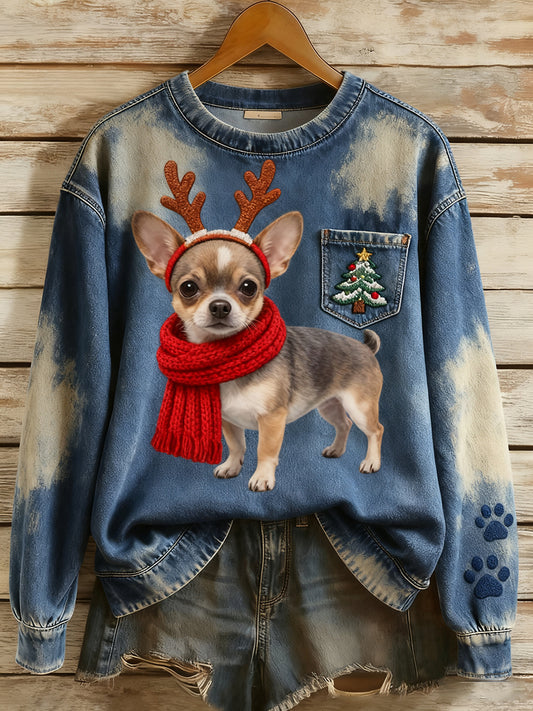 Women's Vintage Art Animal Print Comfort Knit Top