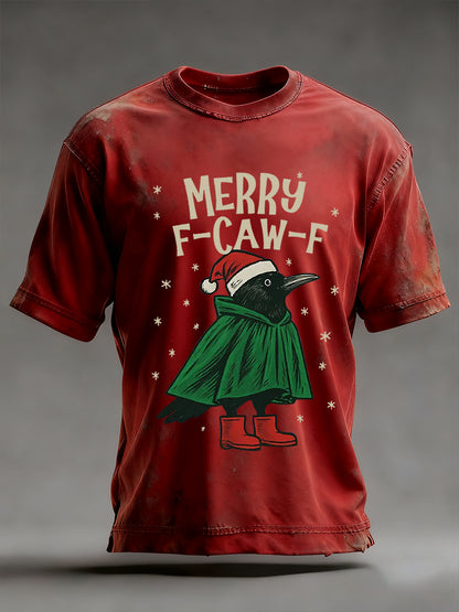 Men's Merry F-Caw-F Christmas Printed T-shirt