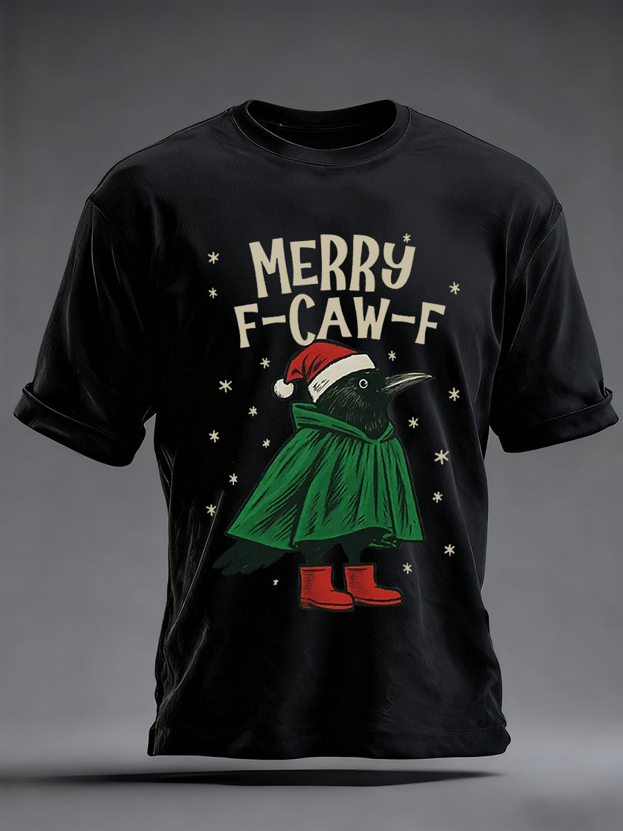 Men's Merry F-Caw-F Christmas Printed T-shirt