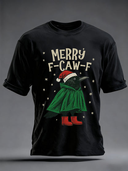 Men's Merry F-Caw-F Christmas Printed T-shirt