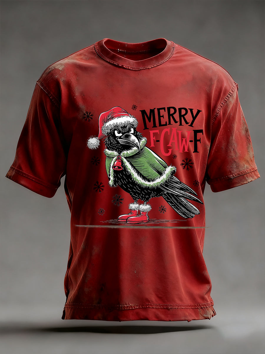 Men's Merry F-Caw-F Christmas Printed  T-shirt
