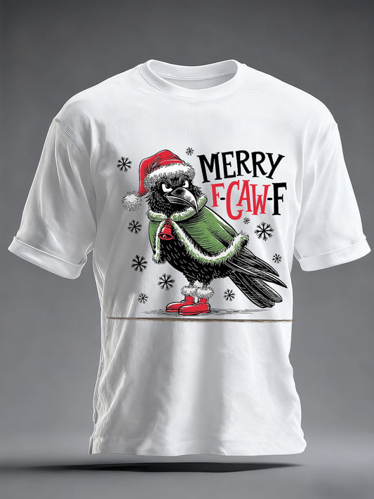Men's Merry F-Caw-F Christmas Printed  T-shirt