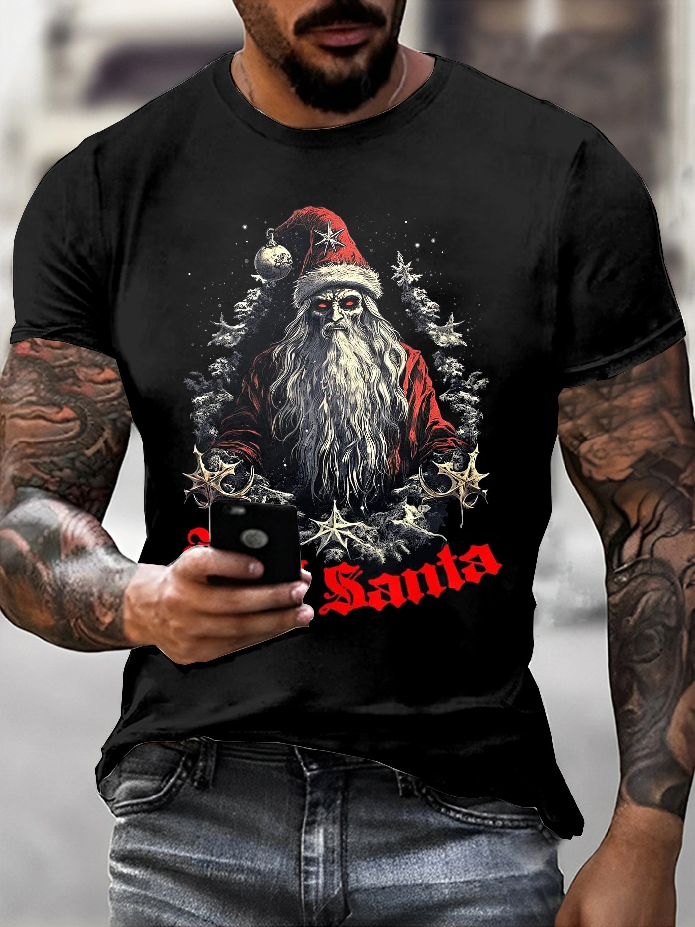 Christmas Skull Printed Vintage Fashion Loose Short Sleeve T-Shirt