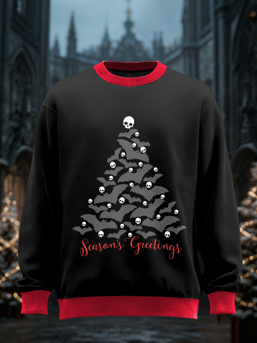 Unisex Gothic Christmas Printed Round Neck Long Sleeved Sweatshirt