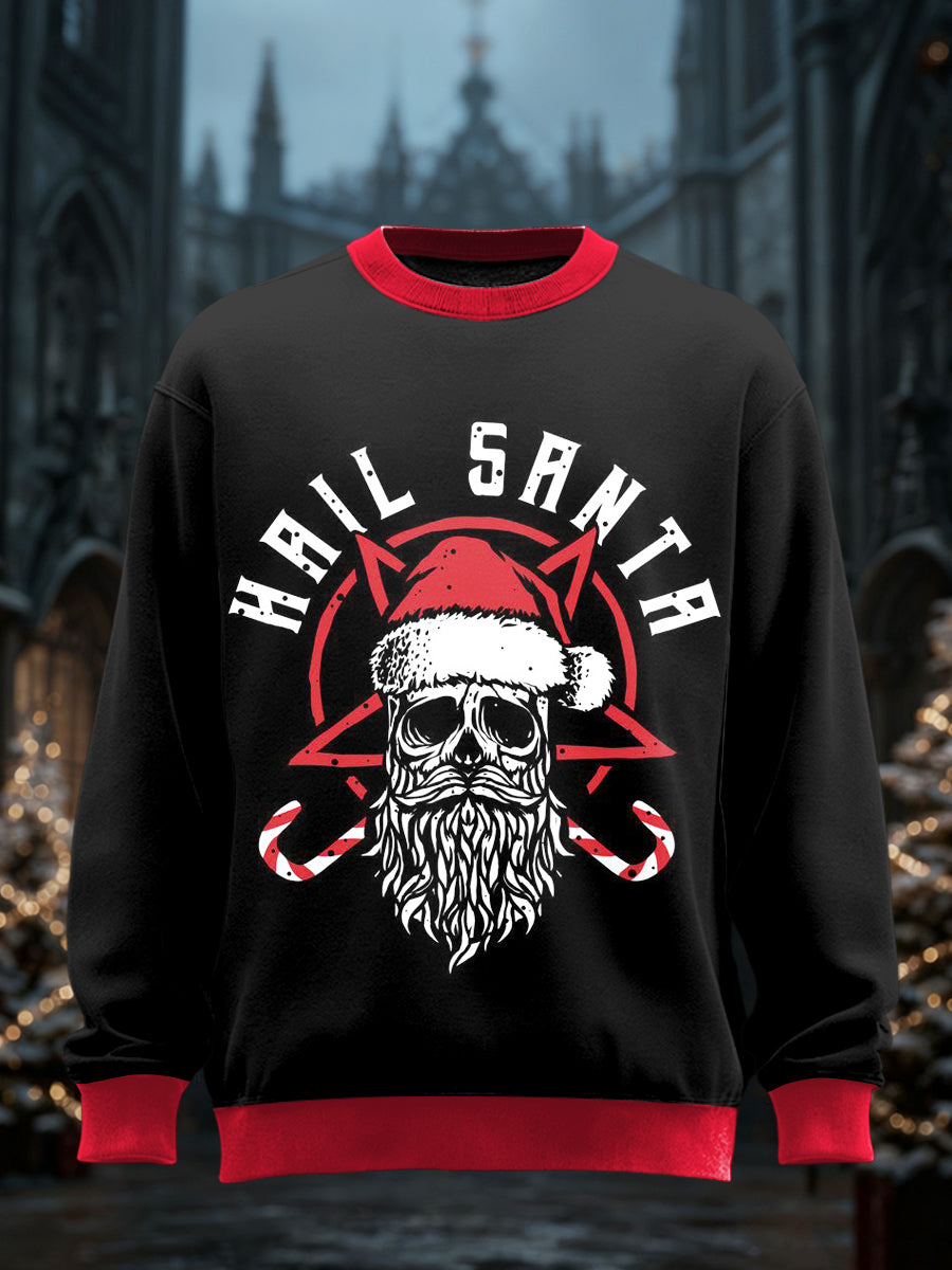 Unisex Gothic Christmas Printed Round Neck Long Sleeved Sweatshirt