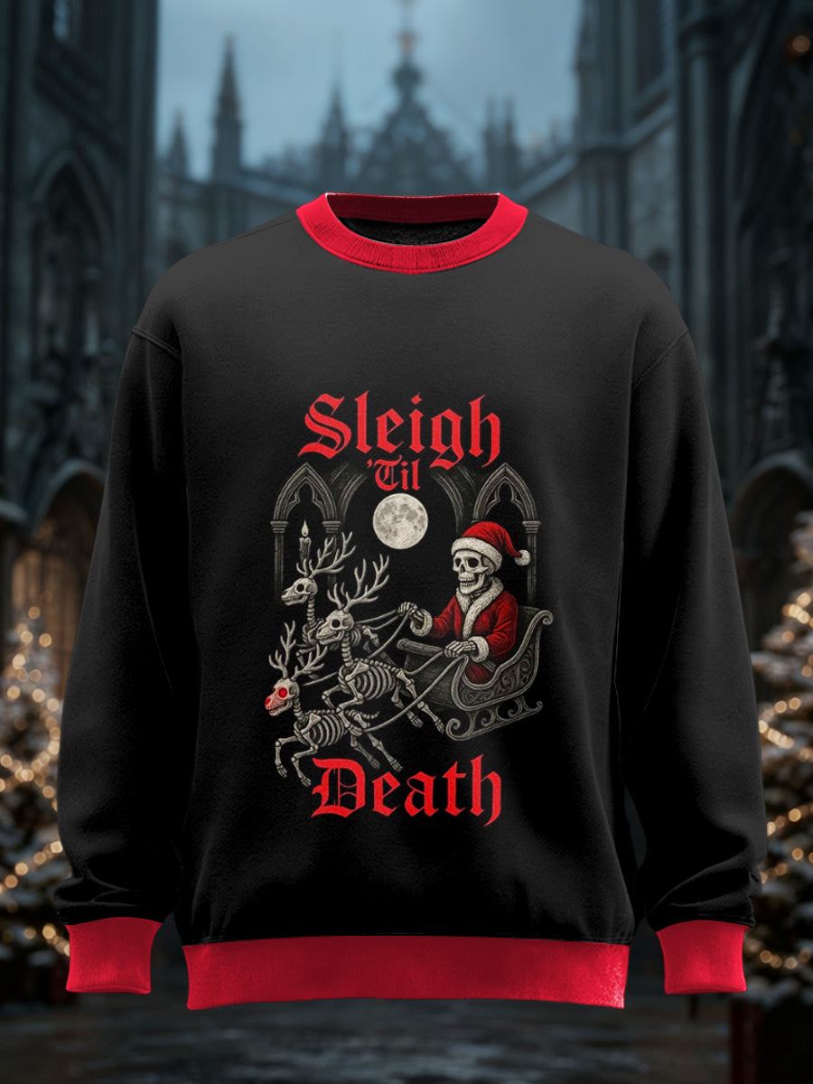 Unisex Gothic Christmas Printed Round Neck Long Sleeved Sweatshirt