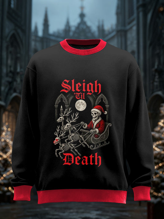 Unisex Gothic Christmas Printed Round Neck Long Sleeved Sweatshirt