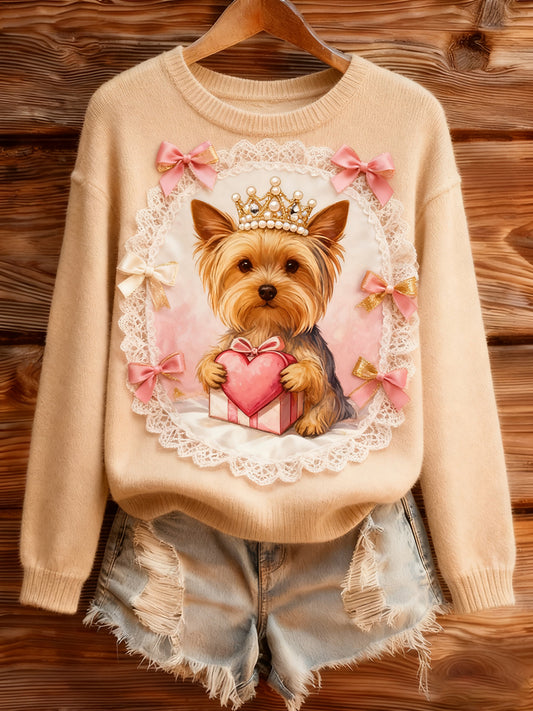 Women's Vintage Art Animal Print Cozy Knit Sweater