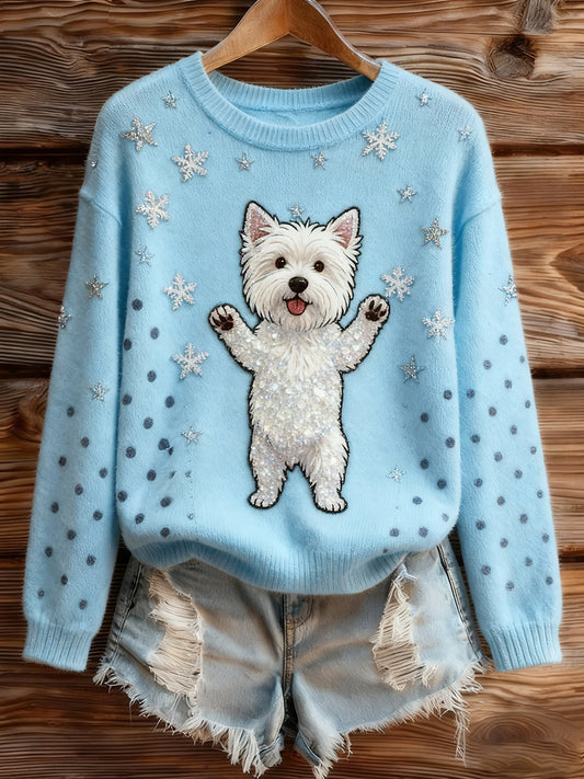 Women's Vintage Art Animal Print Cozy Knit Sweater