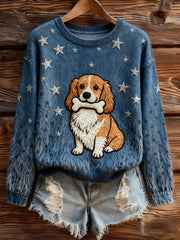Women’s Vintage Art Animal Print Cozy Knit Sweater A / S