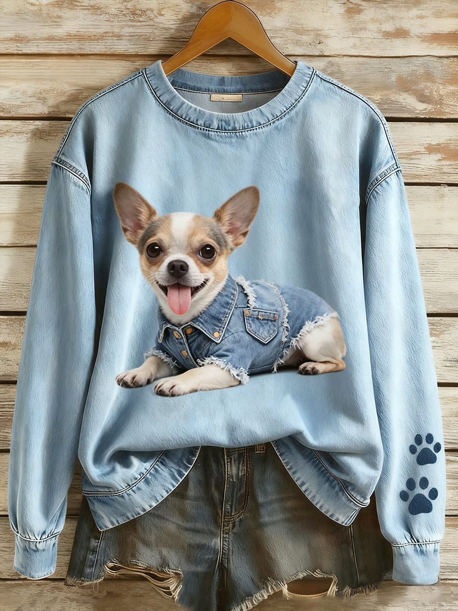 Women's Vintage Art Animal Print Comfort Knit Top