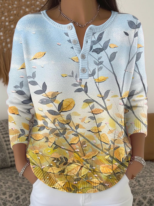Women's Autumn Straw Henley neck sweater