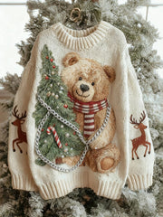 Women’s Vintage Christmas Bear Tree Knitted Sweater As picture / S