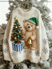 Women’s Vintage Christmas Bear Tree Knitted Sweater As picture / S