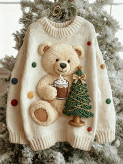Women’s Vintage Christmas Bear Tree Knitted Sweater As picture / S