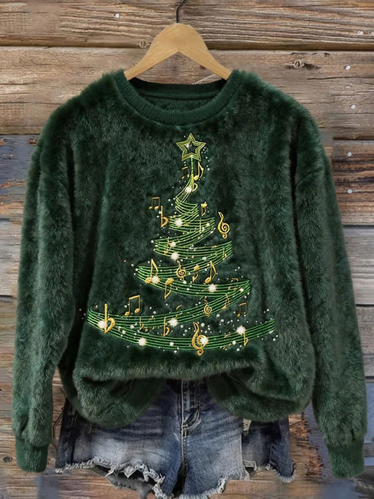 Women's Christmas Tree Art Print Casual Top