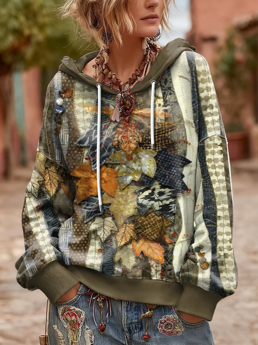 Women's Thanksgiving Patchwork Hooded Sweatshirt
