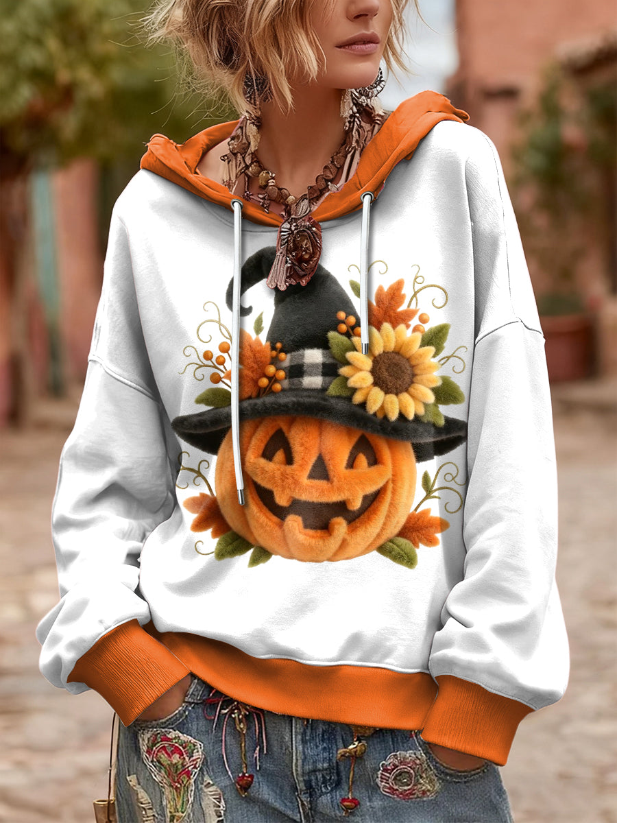 Women's Thanksgiving Pumpkin Hooded Sweatshirt