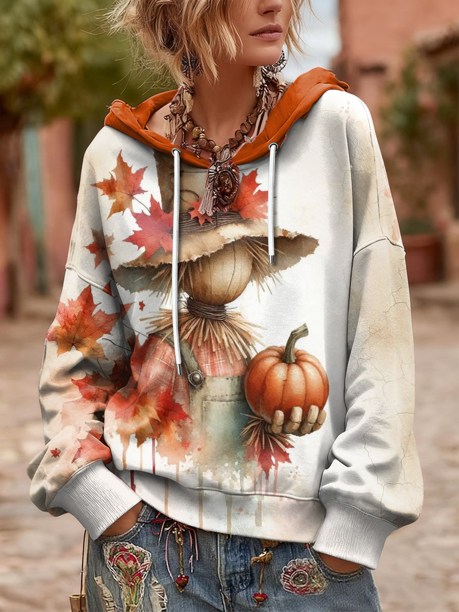 Women's Thanksgiving Scarecrow Hooded Sweatshirt