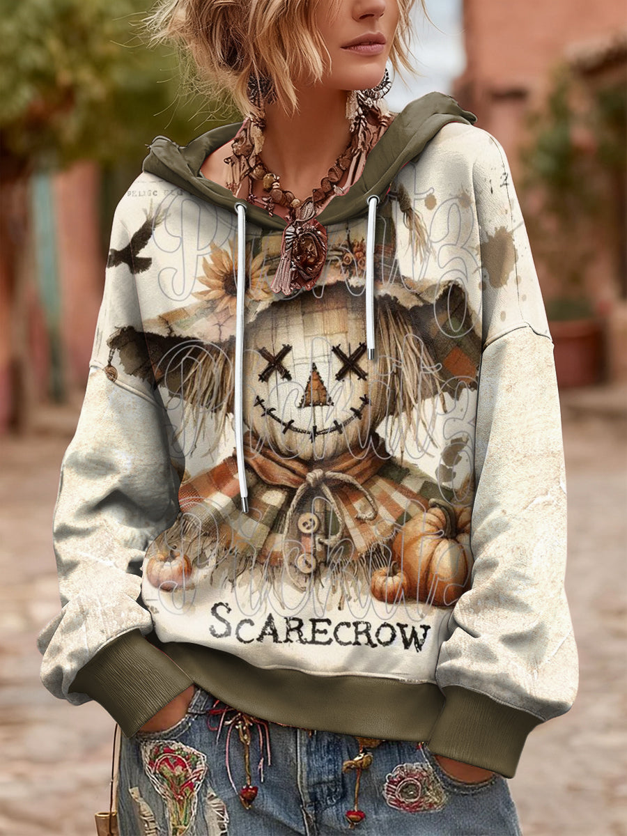Women's Vintage Scarecrow Oversized Hooded Sweatshirt